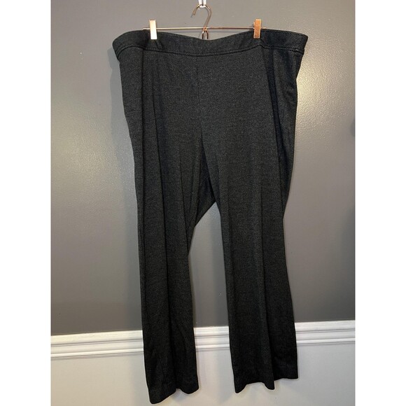 Lane Bryant Pants Womens 26/28 Gray Herringbone Pull On Wide Leg Career - Picture 1 of 7